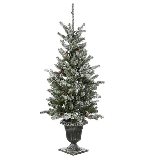 4ft. Pre-Lit Snowy Morgan Spruce Entrance Artificial Christmas Tree, Clear Lights